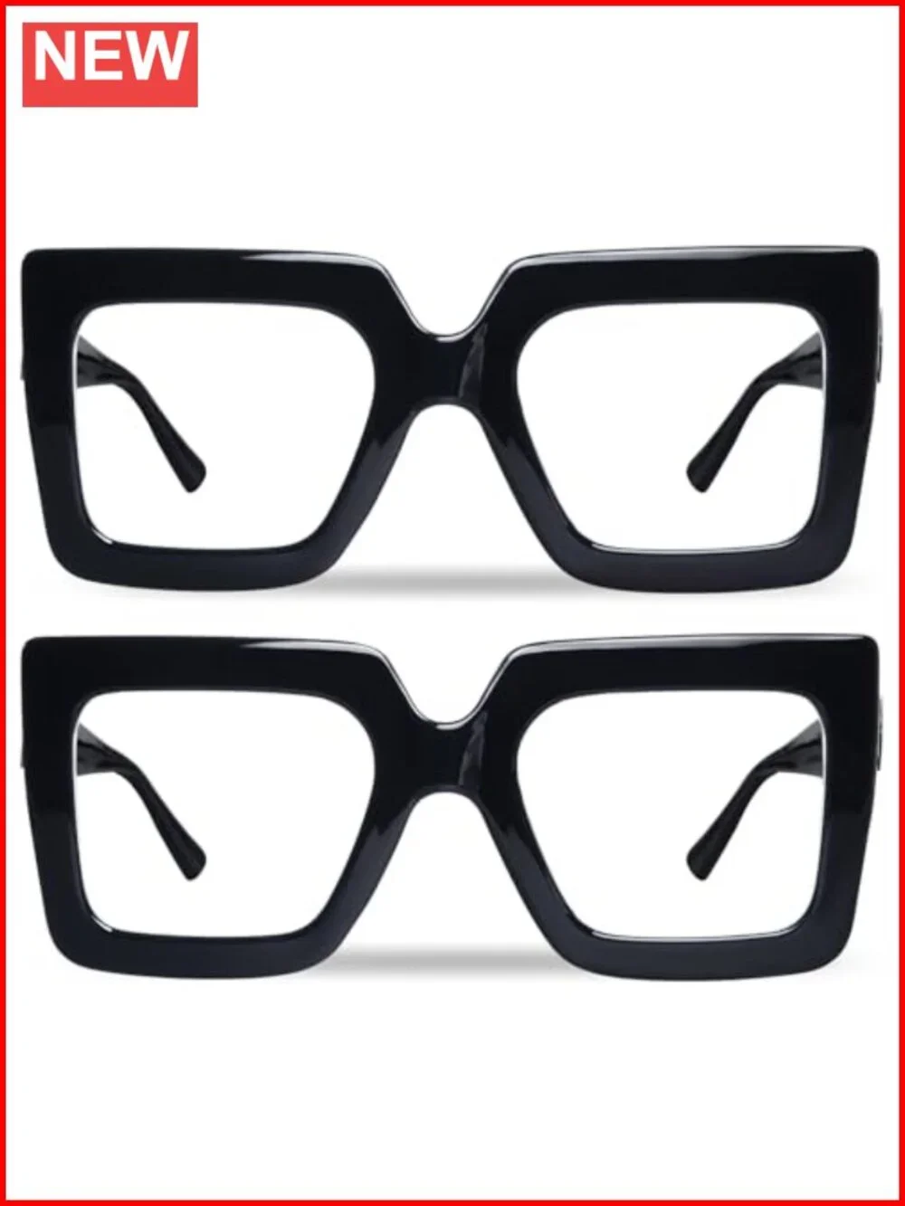 Oversized Square Blue Light Glasses 2-Pack Plastic Frame Computer Eyewear